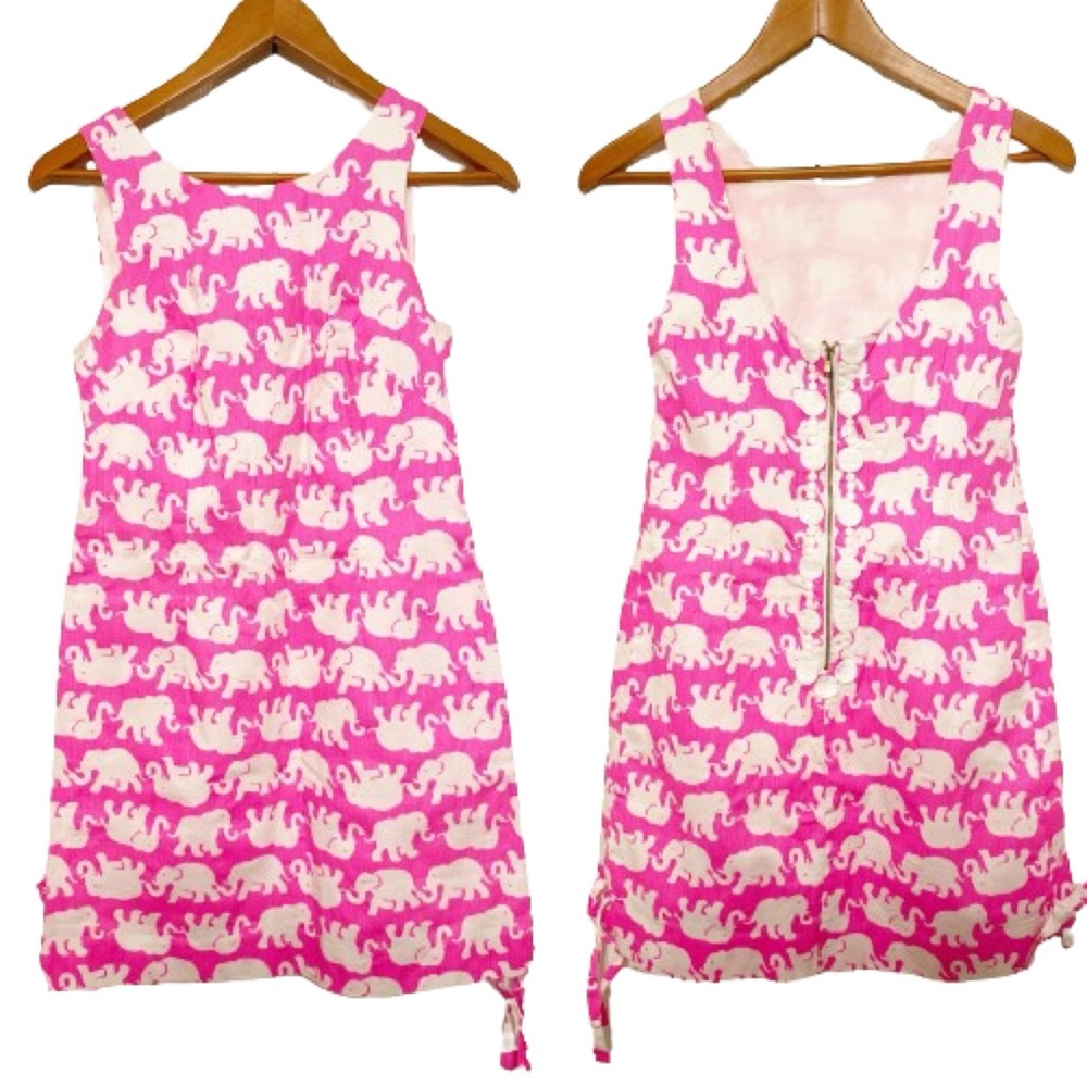 Lilly Pulitzer Pink Elephant Delia Sleeveless Shift Dress Size 2